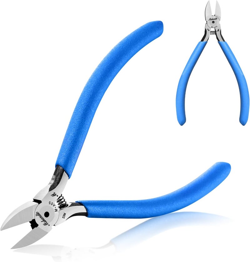 mshandto Wire Cutters, 5" Flush Cutters for Electronic Component, CR-V Side Cutters for Crafting, Ultra-Sharp Diagonal Cutters, Flush Cut Pliers for Jewelry Making, Plastic, Soft Copper Wire (2Pack) - Image 1